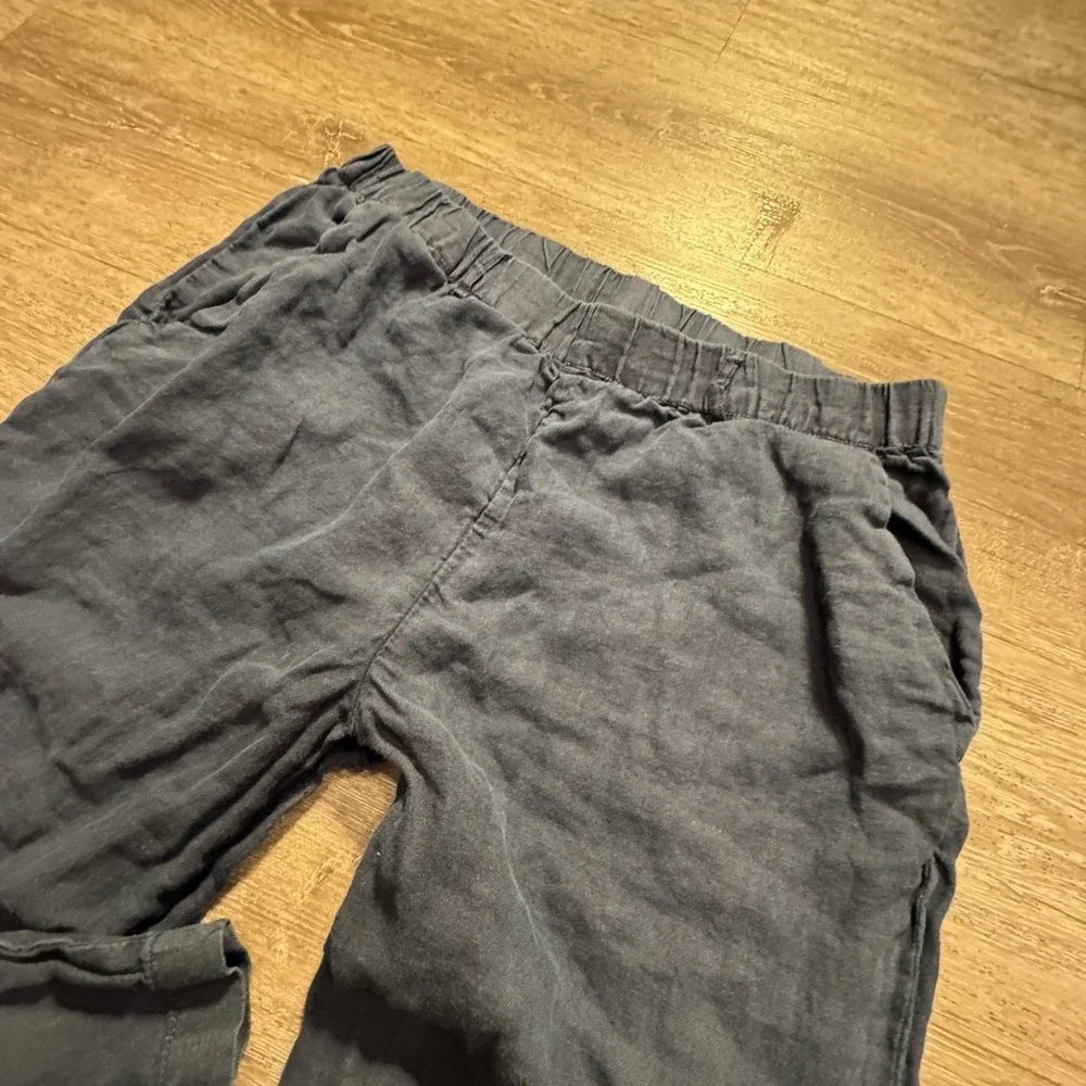 Quince Pants Womens Large Blue 100% Linen Pullon Costal Lounge Comfort 32x25